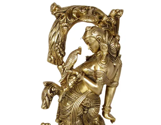 17 Celestial Nymph with Parrot Passing Message In Brass