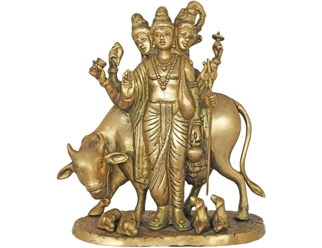 11 Lord Dattatreya In Brass, Handmade, Made In India