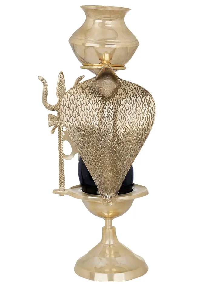 12 Assembly to Bath Shiva Linga with Dripping Vase for Milk or Water In  Brass, Handcrafted In India