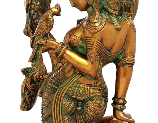 24 Brass Dancing Lady with Parrot